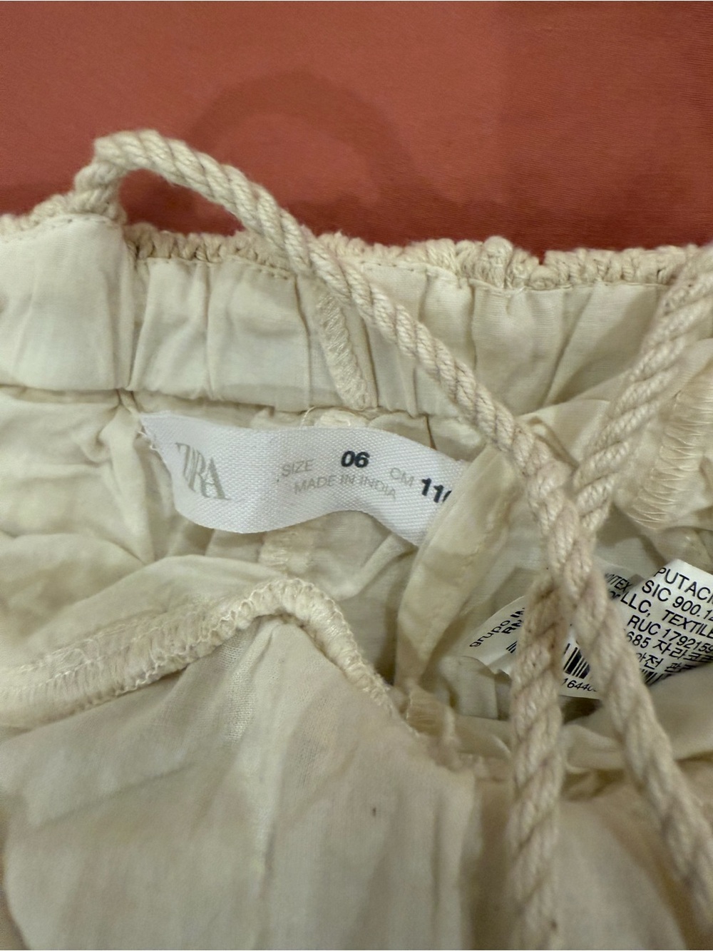 Zara Cream Kids One-Piece with Drawstring Waist